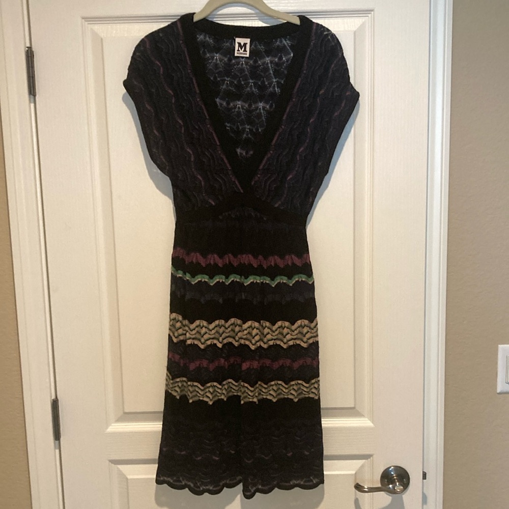 M MISSONI V-neck Classic Knit Mini Dress, size 42/US 6